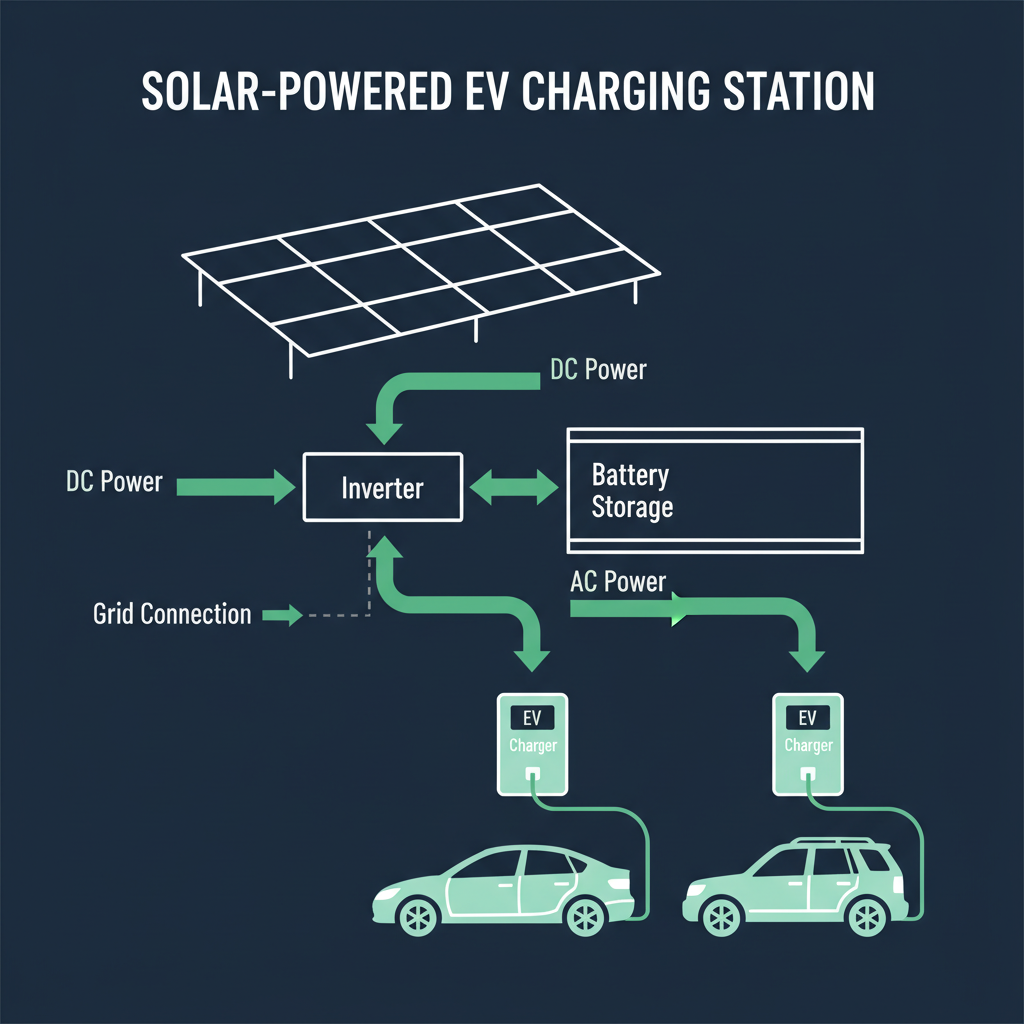 EV charging station diagram — AC and DC charging infrastructure