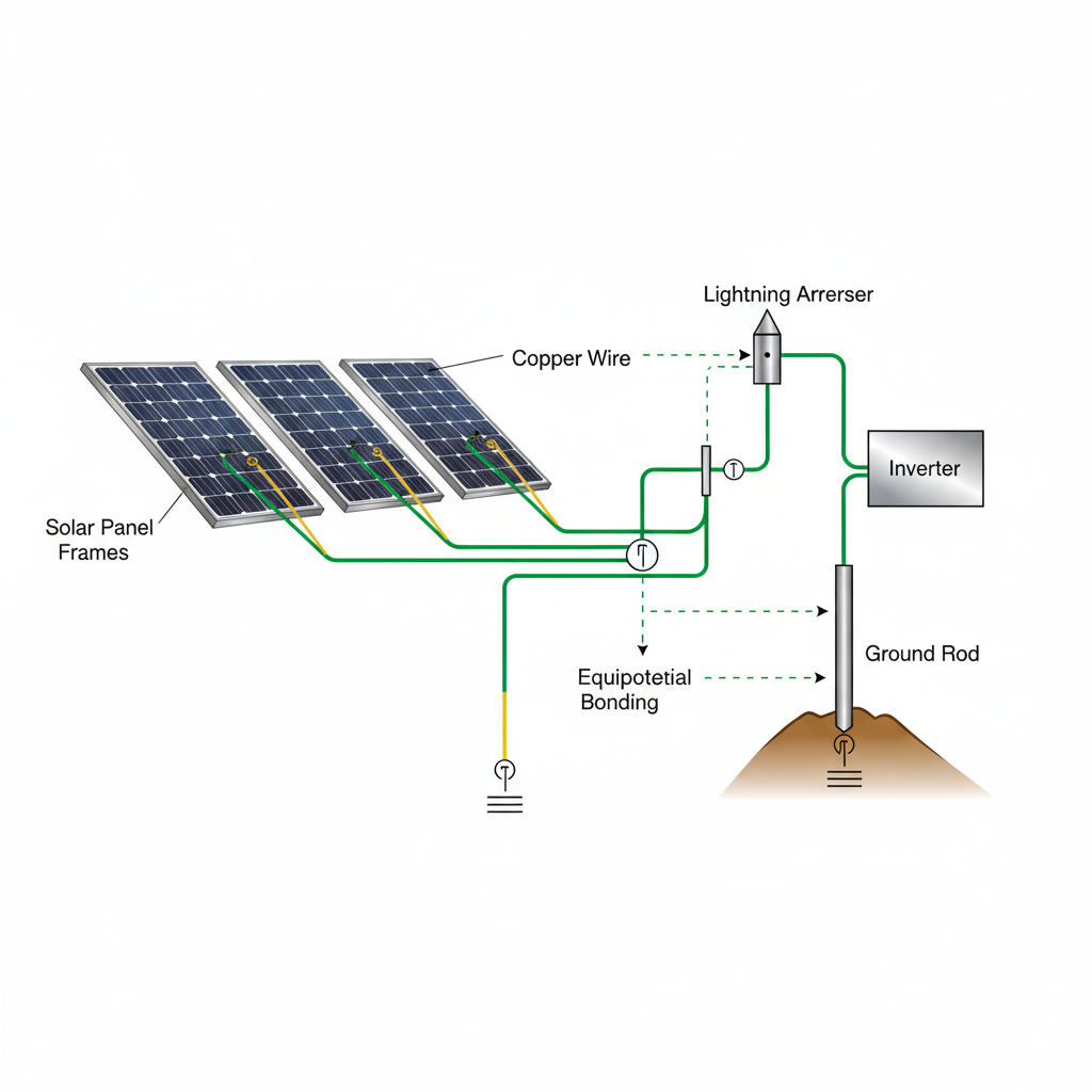Solar system grounding and earthing diagram