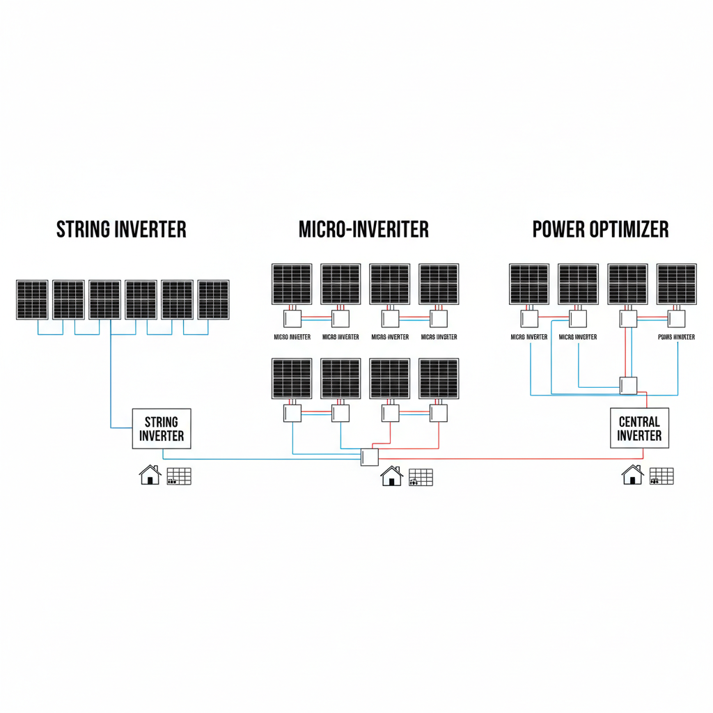 Types of solar inverters — string, micro, and hybrid