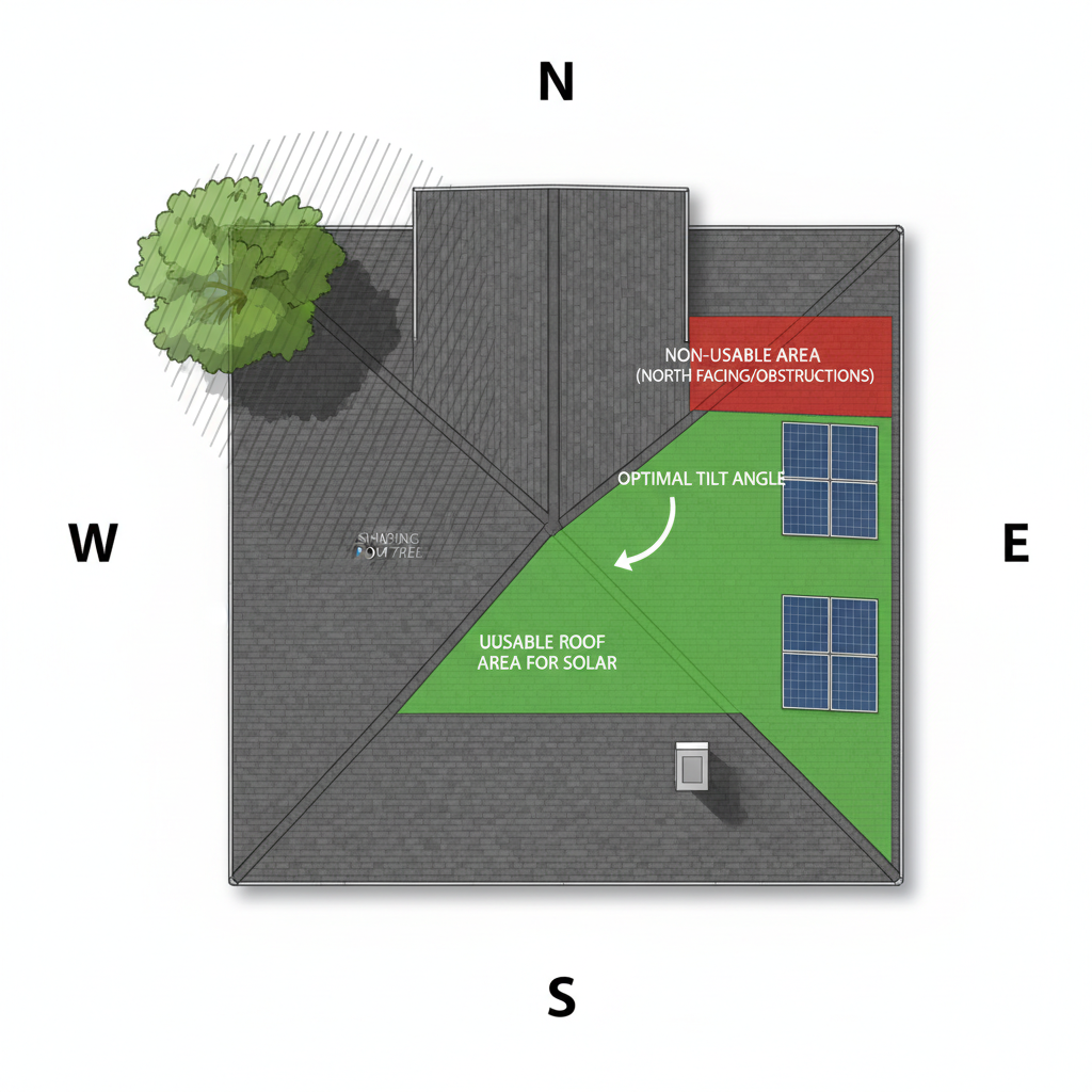 Roof assessment diagram showing different roof types for solar mounting