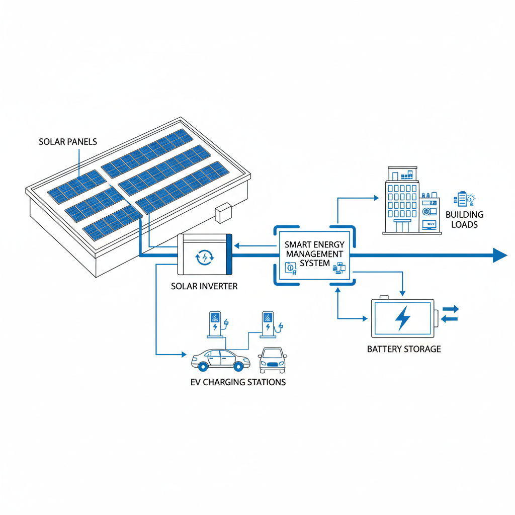 Solar + EV + Storage integrated system diagram